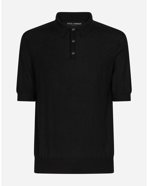 Dolce & Gabbana Black Extra-Fine Cashmere Polo-Shirt for men