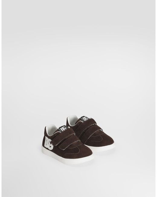 Dolce & Gabbana White Dg Original Velour Fabric Sneakers for men