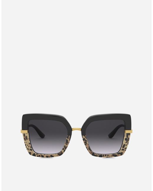Dolce & Gabbana Black Half Print Sunglasses