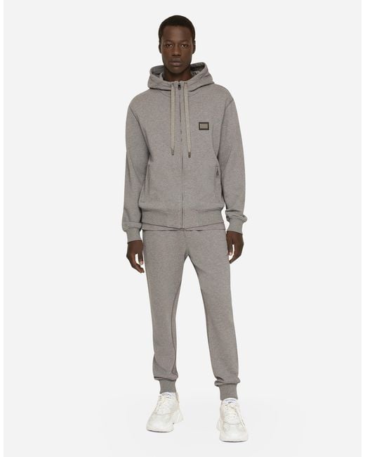 Dolce & Gabbana Gray Jersey Jogging Pants With Branded Tag for men