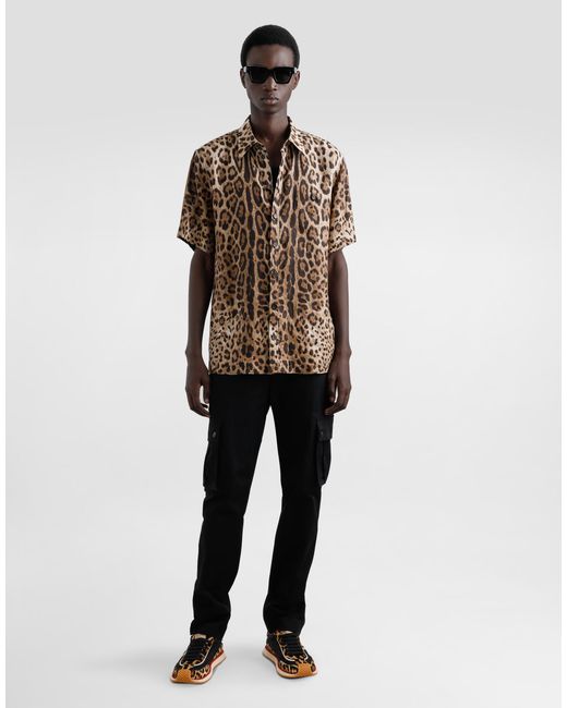 Dolce & Gabbana Leinenhemd Leoprint in Multicolor für Herren