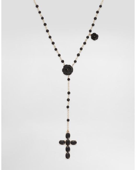 Dolce & Gabbana White Devotion Rosary Necklace With Oval Sapphires