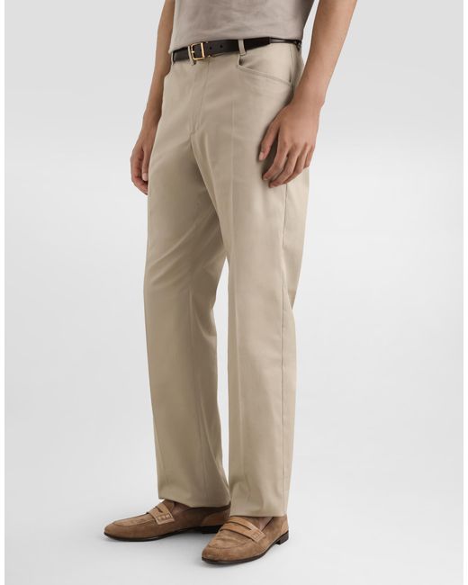 Dolce & Gabbana Natural Cotton Gabardine Cargo Trousers for men
