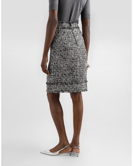 Dolce & Gabbana ラッセルツイード ミディ ペンシルスカート Gray