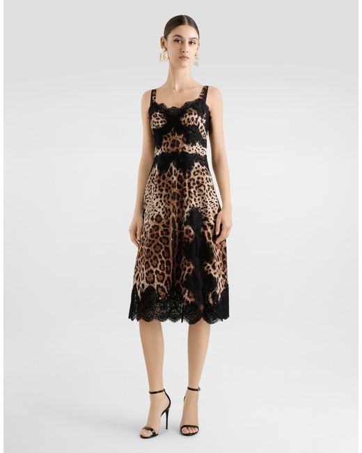 Dolce & Gabbana Black Printed Midi Dress