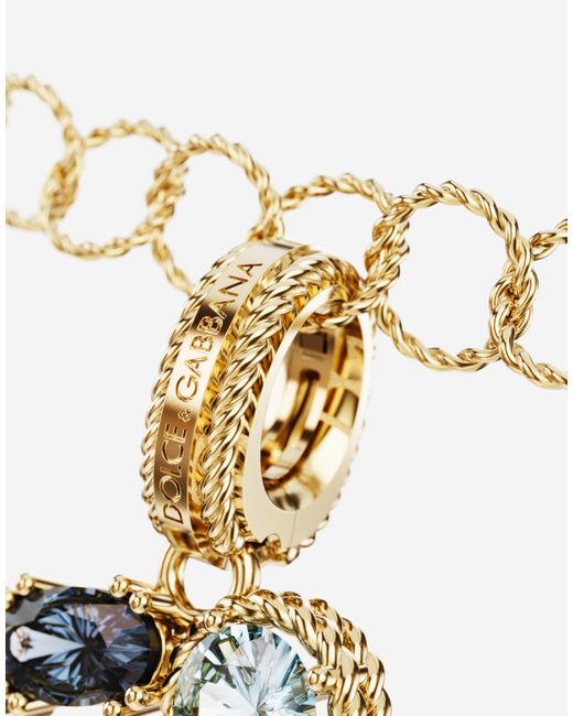 Dolce & Gabbana Metallic Lettering O Charm 18-Carat And Multicolored Gems