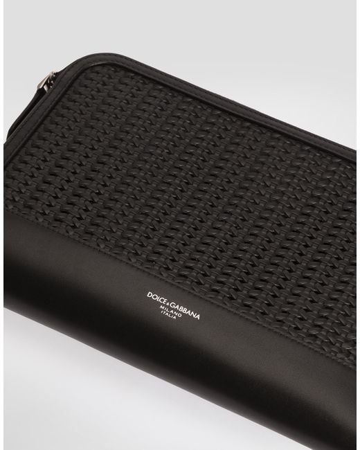 Dolce & Gabbana Black Atene Plongé Calfskin Clutch Bag for men