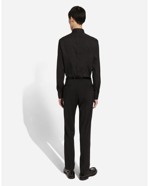 メンズ Dolce & Gabbana シャツ ゴールドフィット ストレッチコットン Black