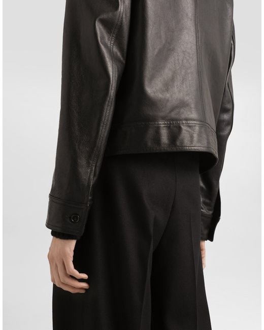 Dolce & Gabbana Single-Breasted Coat With Fur Collar in Black für Herren