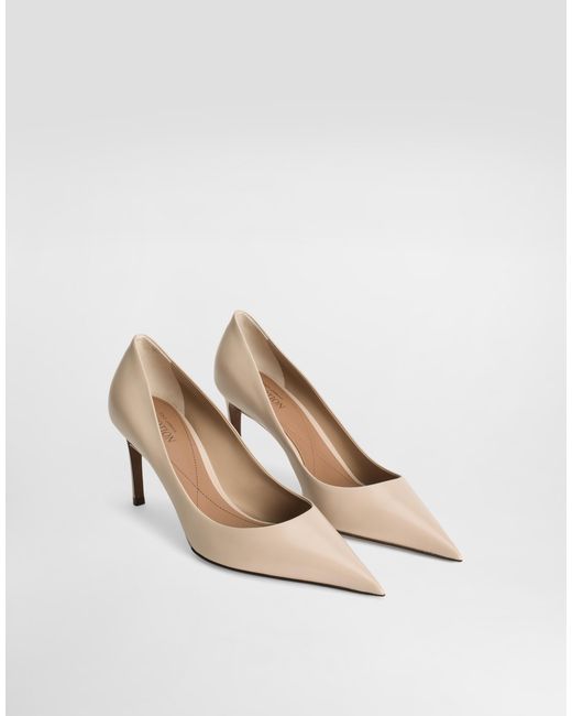 Dolce & Gabbana Natural 80Mm Pointed-Toe Leather Pumps