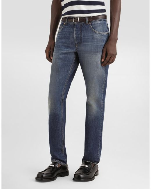 Dolce & Gabbana Blue Denim Trousers for men