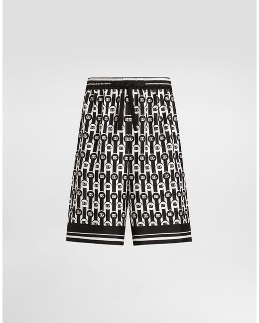 Dolce & Gabbana Multicolor Silk Twill Bermuda Shorts for men