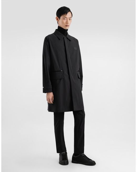 Dolce & Gabbana Black Nylon Canvas Single-Breasted Trench for men