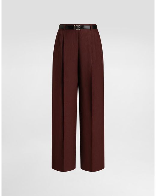 Dolce & Gabbana Purple Tailored Linen Canvas Trousers