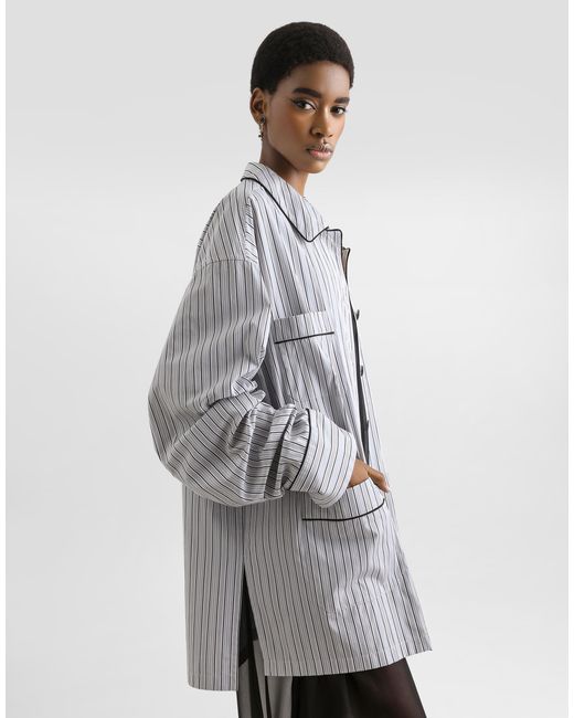 Dolce & Gabbana White Vanity Striped Poplin Shirt