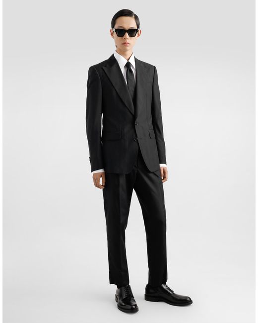 Dolce & Gabbana Black Deconstructed Single-Breasted Silk Suit for men