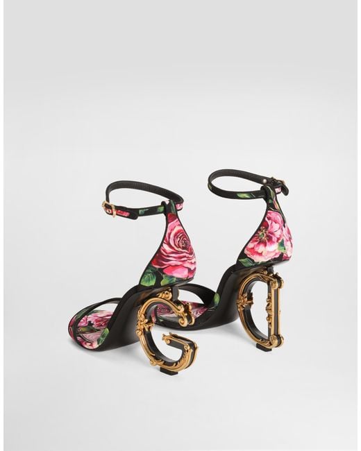 Dolce & Gabbana Satin Baroque Dg Sandals White