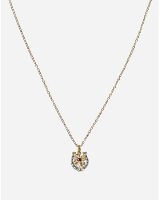 Dolce & Gabbana White Good Luck Necklace 18 Carat And And Rubies for men