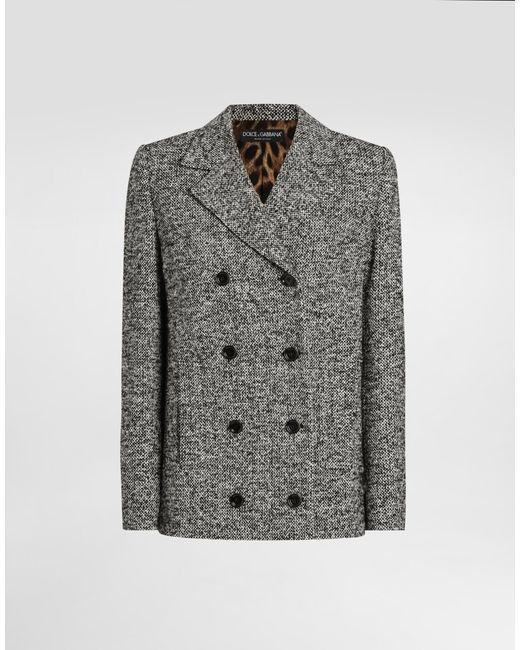 Dolce & Gabbana Gray Short Double-Breasted Coat