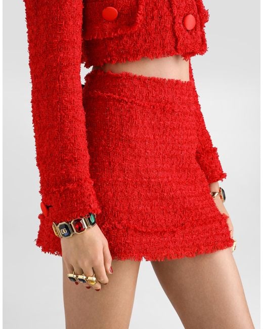 Dolce & Gabbana Red Rachel Tweed Miniskirt