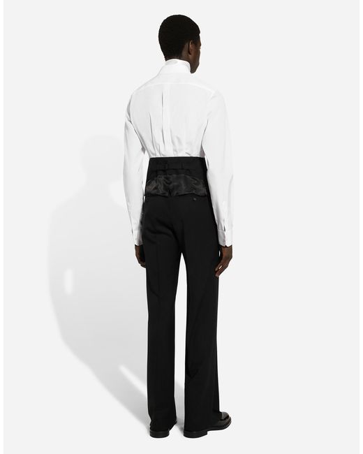 メンズ Dolce & Gabbana ベストのボトムセクション付きタキシードシャツ White