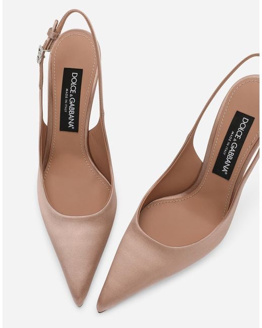 Slingbacks En Satin Dolce & Gabbana en coloris White