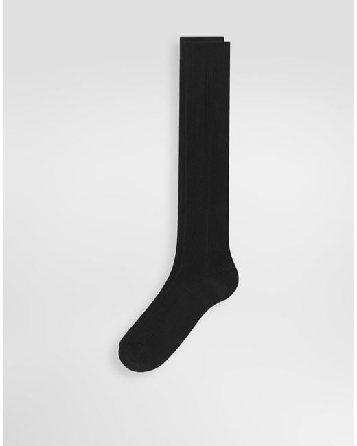 Dolce & Gabbana White Ribbed Knee-High Socks for men