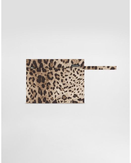 Dolce & Gabbana Brown Mid-Length Swim Trunks With Leopard for men