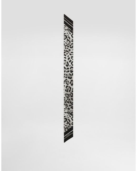 Dolce & Gabbana White Leopard- Twill Headscarf (6X100)