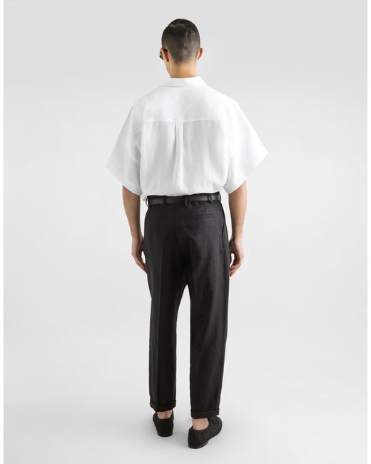 Dolce & Gabbana Hemd Mit Weiten Ärmeln Aus Leinen in White für Herren
