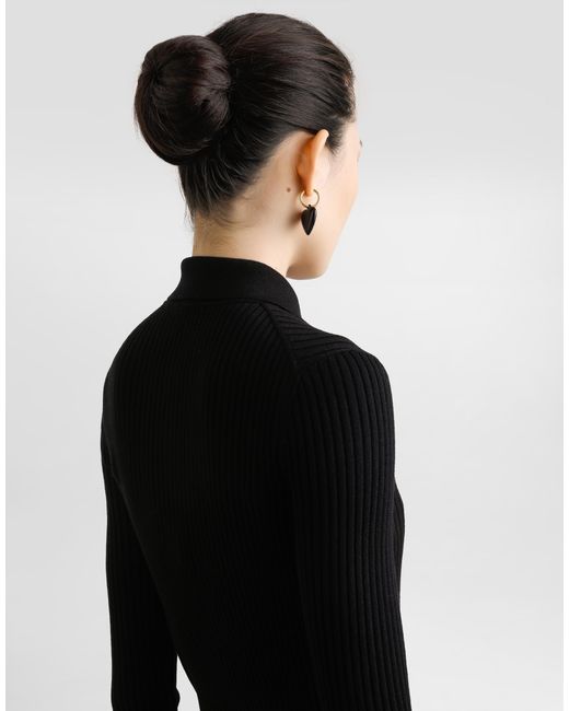 Dolce & Gabbana Black Ribbed Wool Pullover