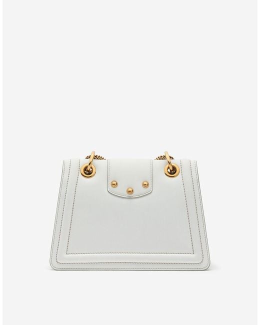 Dolce & Gabbana White Small Dg Amore Bag In Calfskin