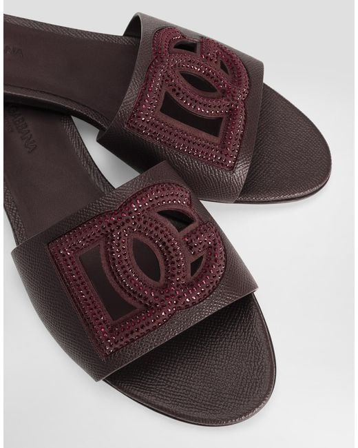 Dolce & Gabbana White Suede And Dauphine Calfskin Flat Slippers