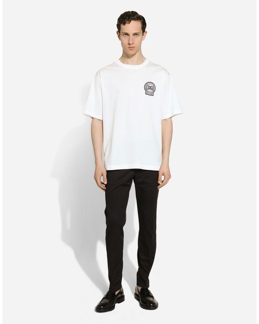 Dolce & Gabbana メンズ ホワイト Cotton T-Shirt With Dg Logo 