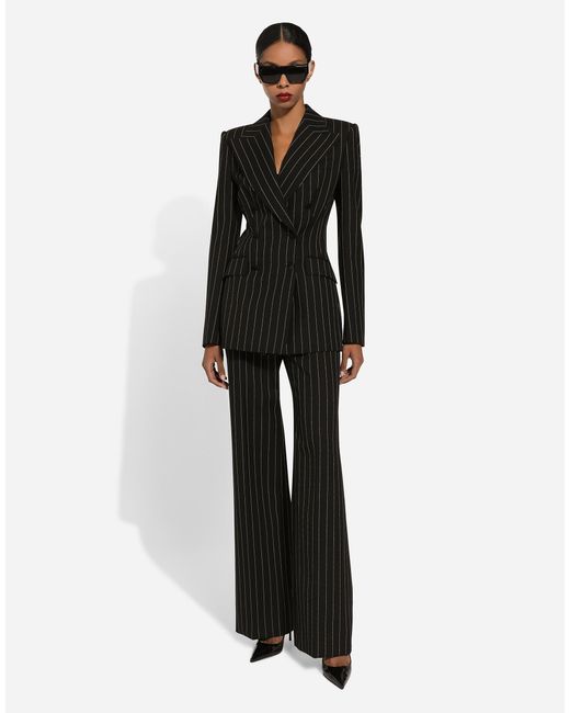 Dolce & Gabbana Black Striped Tailored Trousers