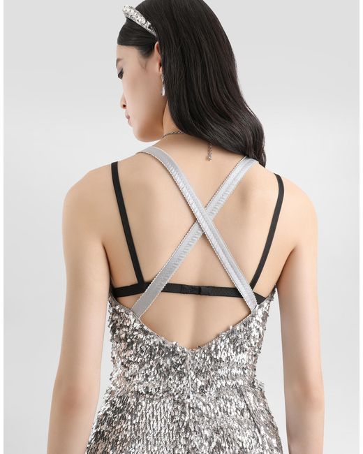 Dolce & Gabbana Metallic Sequin Crossover Dress