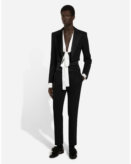 Dolce & Gabbana Black Single-Breasted Wool Spencer Jacket for men