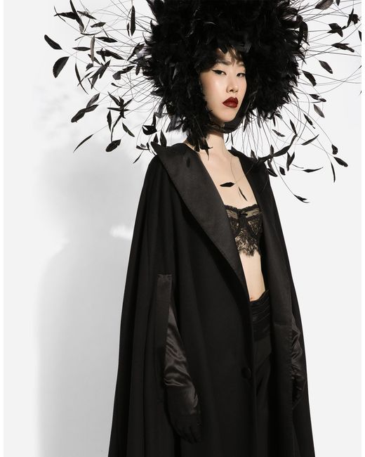 Dolce & Gabbana フェザーディテール ケープ Black