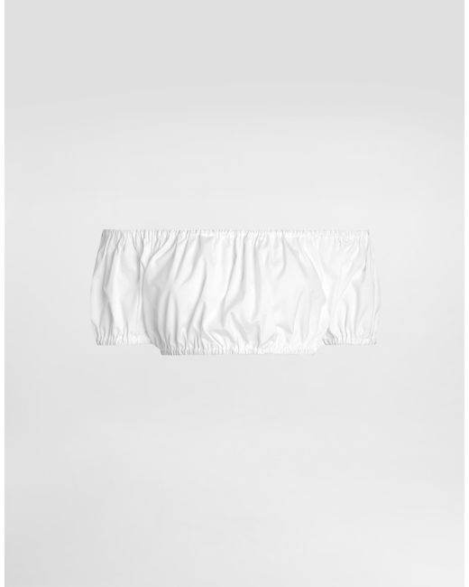 Dolce & Gabbana White Cotton Bardot-Neck Top