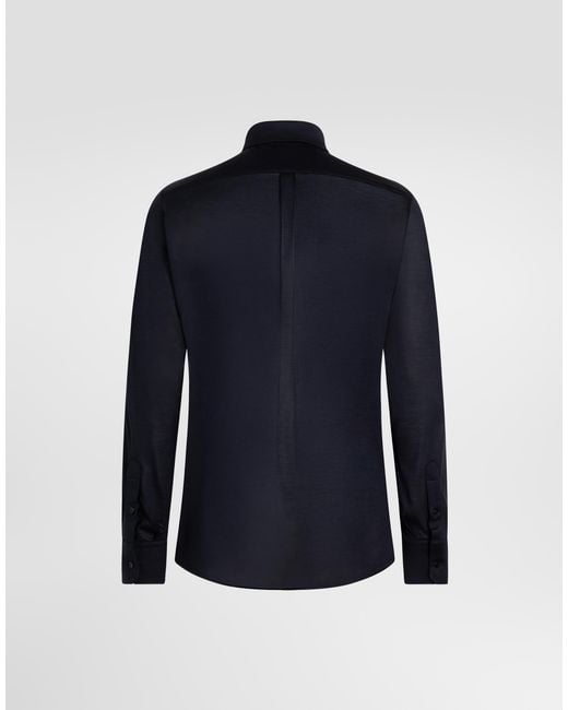 Dolce & Gabbana Blue Martini Silk Jersey Shirt for men