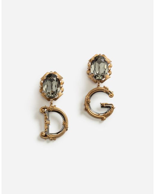 Dolce & Gabbana Metallic Pendant Earrings With Decorative Elements