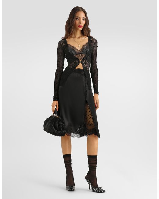 Dolce & Gabbana Black Satin Skirt