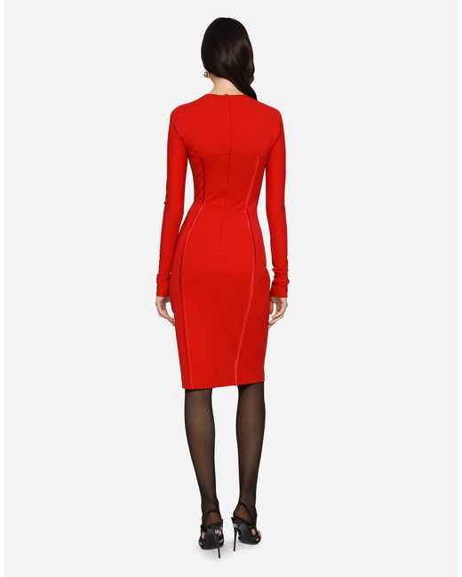 Dolce & Gabbana ロンゲットドレス ビスコース ビスチェディテール Red