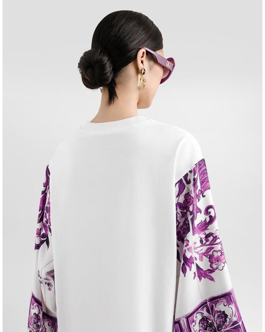 Dolce & Gabbana Pink T-Shirt With Silk Foulard Sleeves