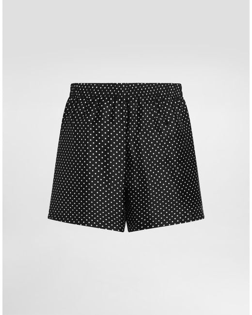 Dolce & Gabbana Black Polka Dot-Print Silk Twill Boxer Shorts for men