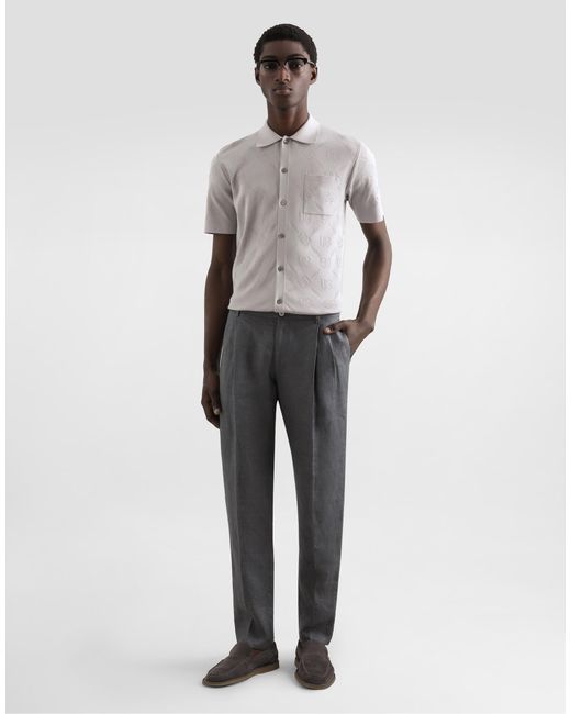 Dolce & Gabbana White Silk Shirt With Dg Openwork for men