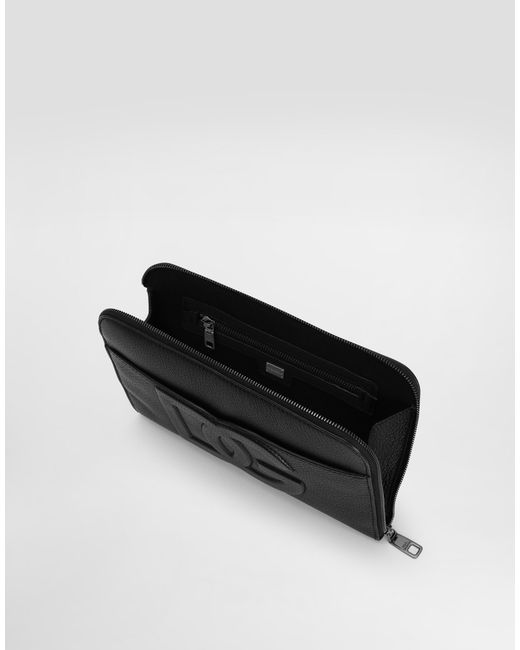 Dolce & Gabbana Black Medium Deerskin Pouch for men