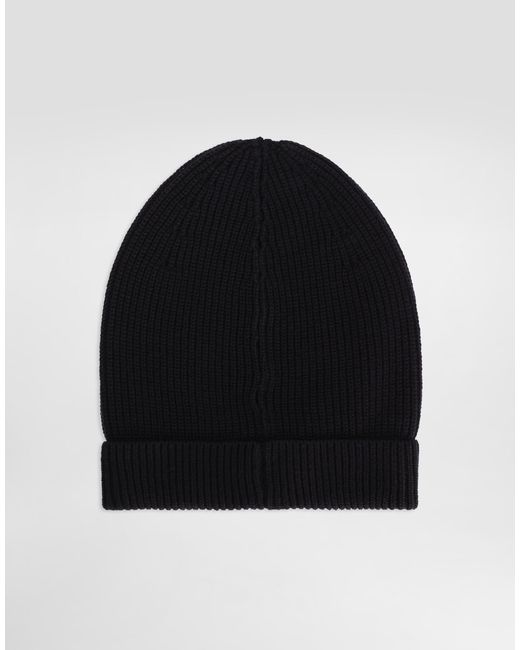 Dolce & Gabbana Black Knitted Wool Hat for men