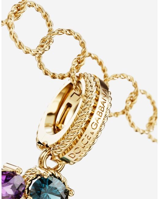 Dolce & Gabbana White Charm G Lettering 18-Carat And Multicolored Gems