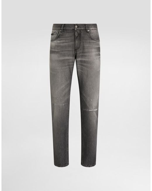 Dolce & Gabbana Gray Denim Trousers for men
